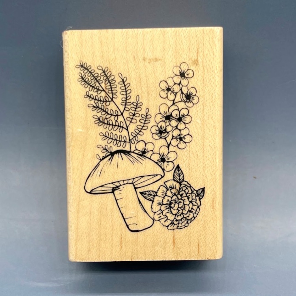 Natural Wood Stamp with Botanical Design